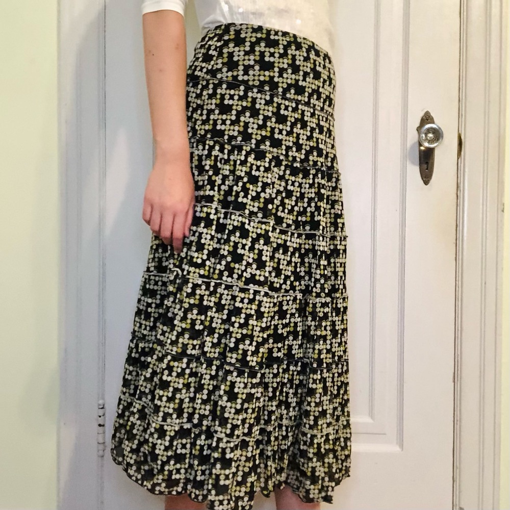Max Studio Tiered Midi Skirt Geometric